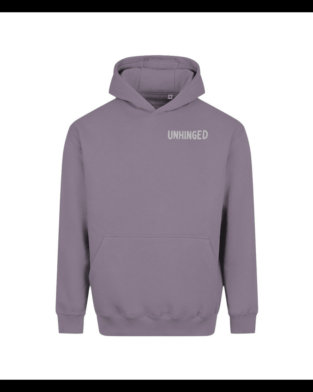 Mr Unhinged Dusty Lilac heavyweight hoodie – garment view