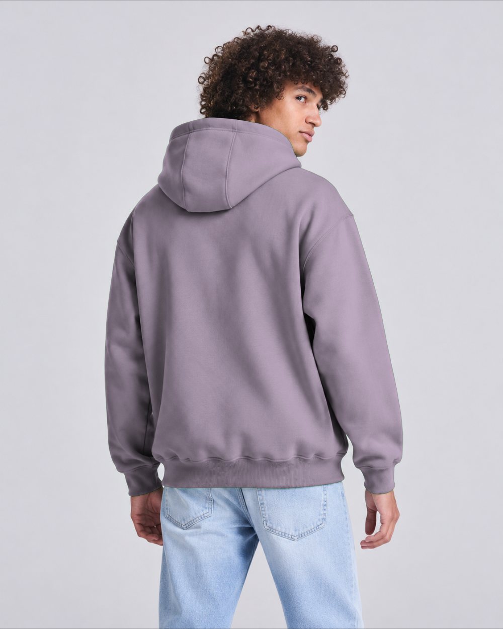 Mr Unhinged — Dusty Lilac heavyweight hoodie, back view