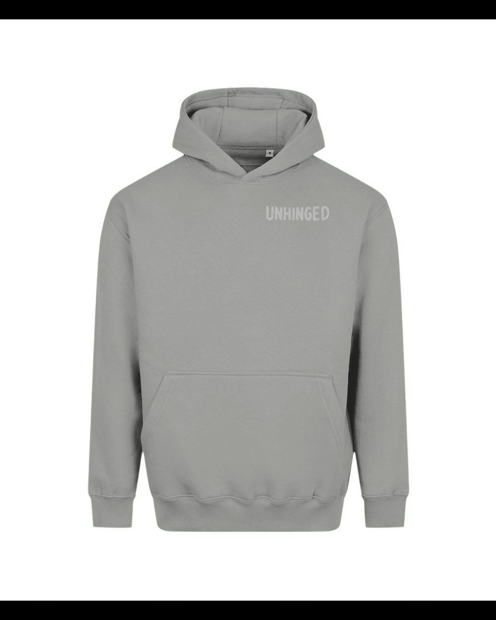 Mr Unhinged — Heather Grey heavyweight hoodie, garment only view