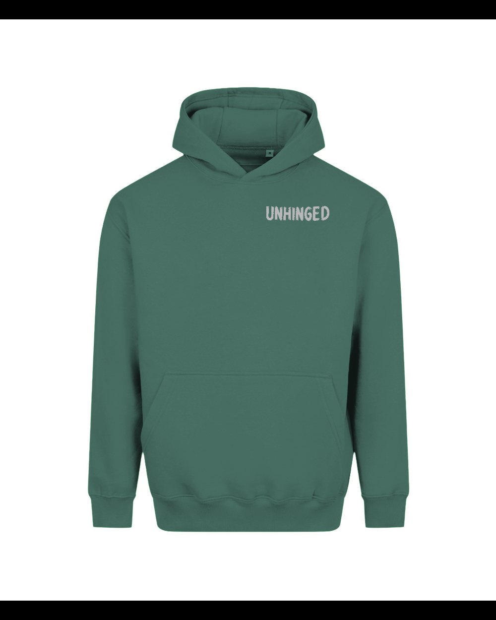 Mr Unhinged — Moss Green heavyweight hoodie, garment only view