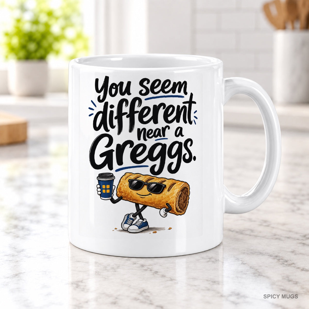 You seem different near a Greggs. mug – image 2